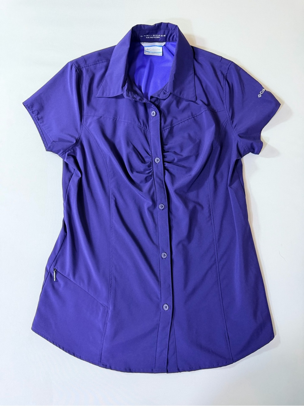 Columbia Purple Short-Sleeve Button-Down Shirt Vintage Size Small